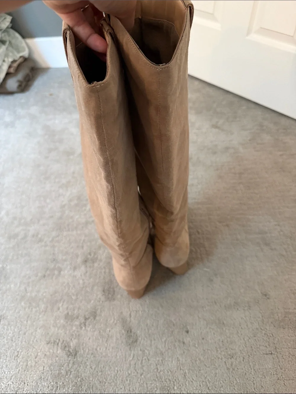 Women's Taupe Suede Knee-High Boots
